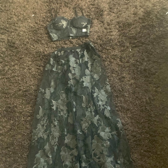 Black, Lace, two-piece skirt and sweetheart halter top size small - Picture 2 of 6